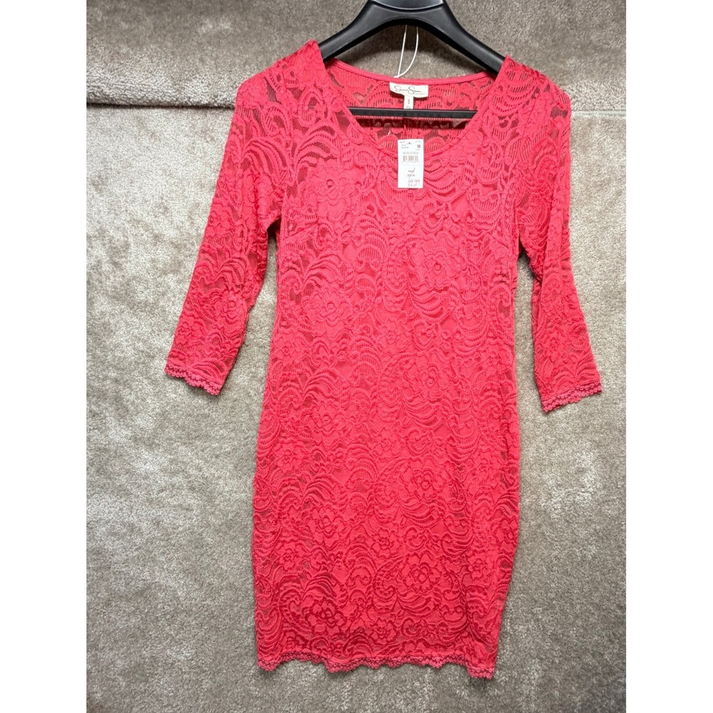 Jessica Simpson Maternity Floral Rose/Coral Bodycon Dress 3/4 Sleeve Size M NWT